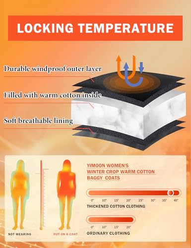 Yimoon Women's Winter Cropped Puffer Jacket Crop Warm Quilted Jacket Short Padded Outerwear Coats3