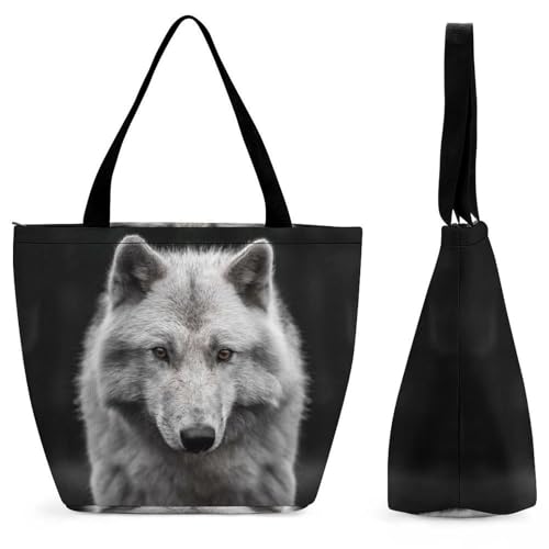 Sac à main femme loup noir et blanc grand volume pour ne plus manquer de place