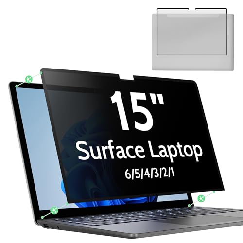 Image of Nano 15 Inch Privacy Screen for Microsoft Surface Laptop 6 /5 /4 /3 /2 /1, Removable Film Anti-Spy Filter Black Security Protector, Anti Glare Blue Light Shield Matte Screen Guard