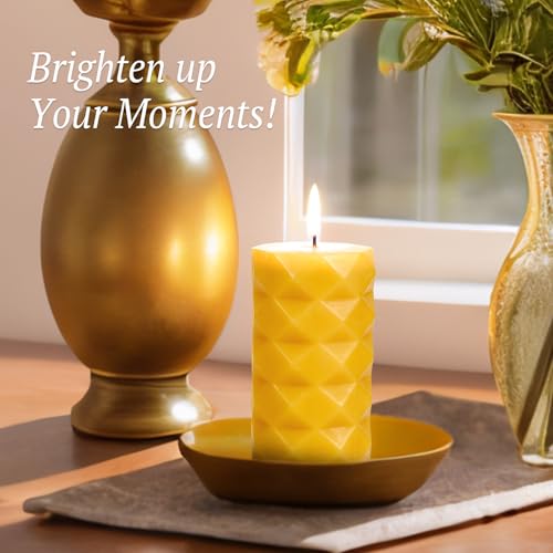 Natural Beeswax Pillar Candle, Dripless Smokeless Pure Brown Raw Beeswax Candle with Natural Scent for Home Decoration Relaxation, Hours Burn