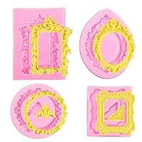 4pack Silikonform Fotorahmen Uv Resin Mold Bilderrahmen Silikonform Silikonformen Gießformen Silikon Wiederverwendbar Fotorahmen Fondantformen Mini-Vintage-Rahmenformen