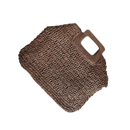 Paquet de plage vintage marron foncé en paille naturelle pour flâneries d'été