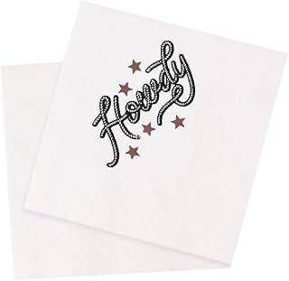 Howdy Rope Cocktail Napkins Funny Humorous Country Western Cowboy Phrase and Saying Retro Vintage Party Beverage Bar Disposable Paper Napkins 100Pcs 4.5 x 4.5 2-ply (Howdy Rope)