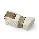 GoWith 5 Pairs Mens and Women Natural Socks, 97% Pure Combed Cotton, Seamless Crew Bio Socks, Model: 3013, Ecru, Size: 8-10 - Women