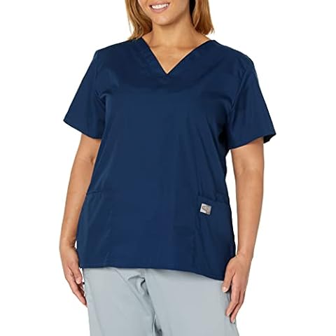 Landau Scrub Zone Relaxed Fit 2-Pocket V-Neck Scrub Top for Women 70221 Navy Cover