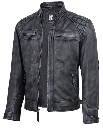 Image of Decrum Leather Jacket Men - Cafe Racer Style Real Lambskin Leather Jackets For Men