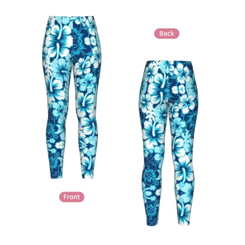 Leggings de compresión de flores azules contra la fatiga 4