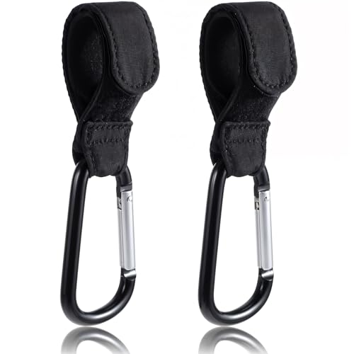 Sibba 調節可能なベビーカーフック 2個 ハンギングバッグフック 多目的ベビーカーストラップ おむつバッグクリップ ポータブル車椅子フック ペットカート クリップホルダー ガープ 厚手フックアクセサリー ショッピング用 ブラック