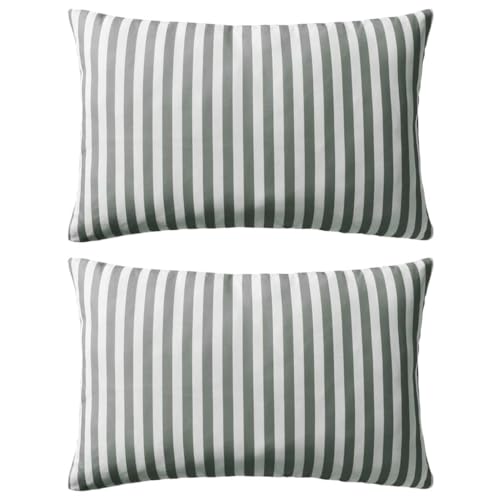 vidaXL 2X Grau Streifen Gartenkissen 60x40cm
