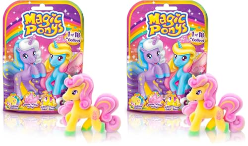 CRAZE Magic PONYS, Figura de Pony para Niñas, 1 de 18 Figuras de Pony Coleccionable, con Efectos Especiales, Aleatorio, Sin Microplásticos (Paquete de 2)