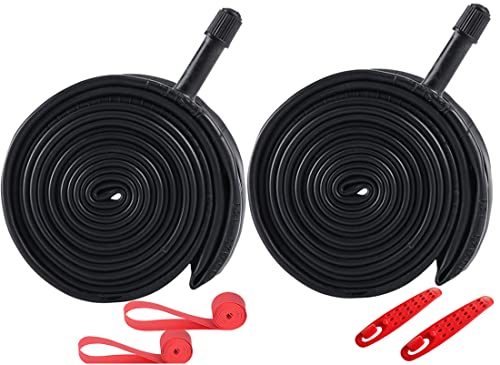 2 Pack 700C Road Bike Tubes 700x35C/38C/40C/43C SV48mm Schrader Valve 700C Tubes Compatible with 700 x 35C 700x36C 700x37C 700 x 38C 700x39C 700 x 40C 700x41C 700 x 42C 700 x 43C Bike Tire Tubes