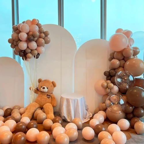 Image of Voircoloria 90pack Coffee Balloons Different Size 18 /12 /10 /5 Inch Coffee Balloon Garland Arch Kit for Graduation, Wedding, Birthday, Thanksgiving Day Party, Baby Shower, Anniversary Party Decorations
