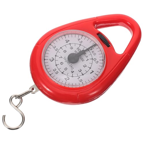 SHERCHPRY Báscula Colgante Mecánica Portátil para Equipaje Roja Mini Escala Gancho Capacidad 5 Kg Adecuado para Maleta Pequeña y Viaje Báscula de Mano Precisa y Fácil de Leer