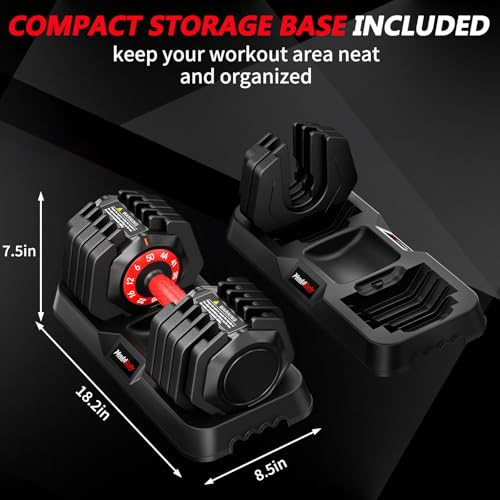 MouldBody Adjustable Dumbbell Set, Pair 25 or 50 lb (One-Hand Dial, Storage Tray) — view 7