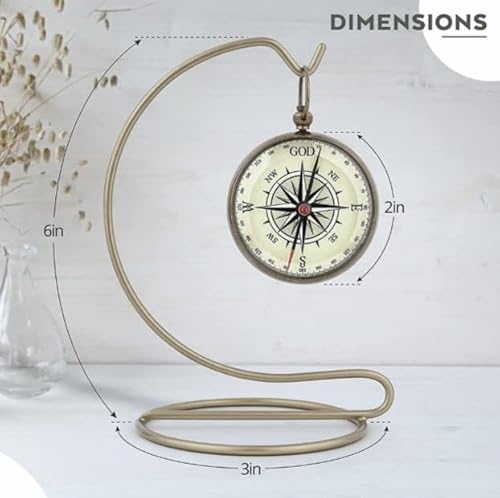 God Is My Guide Brass Compass Gift With Display Stand - Engraved Scripture Prayer Compass Religious Gift For Men & Women - Baptism, Confirmation, First Communion Compass For Boys Graduation Gift #TOP4