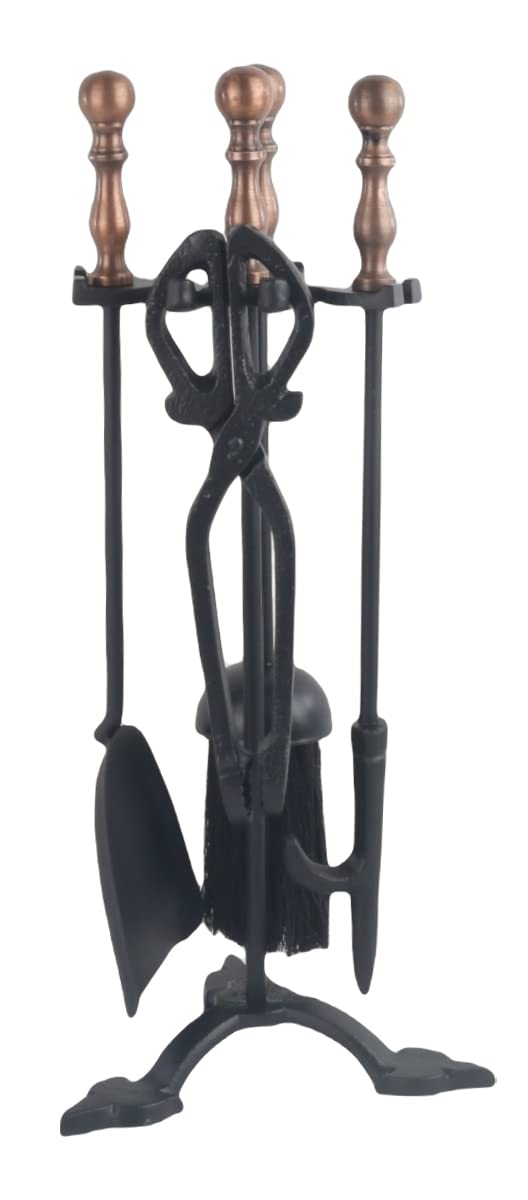 Middle-England Black/Nickel 42Cm Heavy Weight Duchess Companion Set /Copperl 4 Steel Tools Fireplace Accessory