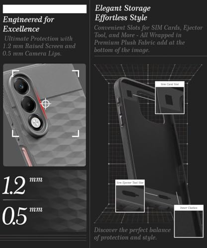 Image of WOW IMAGINE Back Cover for Oppo K13x 5G with Hexa Cube Design | Ultra Slim Soft Rubberised Case | Inner Velvet Fabric | Matte Silicone Flexible Mobile Case | Camera Protection - Grey