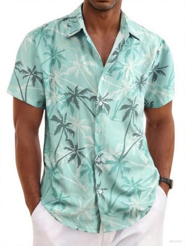 Mens Hawaiian Shirt Short Sleeve Button Down Shirts Tropical Summer Beach Shirts Casual Floral Aloha Shirts