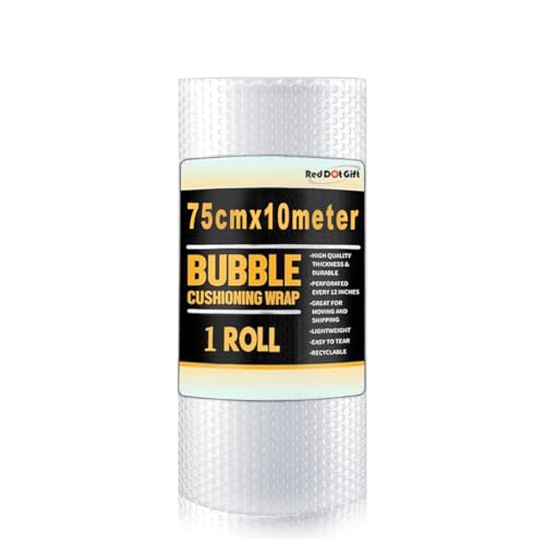 Red Dot Gift 1 Roll 75 cm x 10m Bubble Cushioning Wrap for Moving & Shipping - Packing Wrap for Extra Protection Packaging Boxes & Mailers - Clear Bubble Roll Moving Supplies (75cm X 10M)