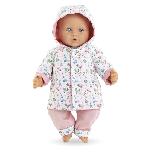 Corolle Mon Grand Poupon Regenmantel, Paris, 2in1-Wendemantel, Wochenende in Paris Design, für alle 36cm Babypuppen, ab 2 Jahren