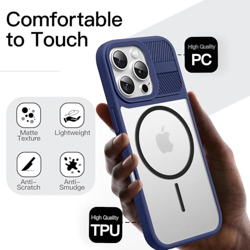 Image of KARWAN️ Magnetic Clear Back Case Cover for iPhone 16 Pro Max (6.9-Inch-) |Acrylic Transparent Slim | Shockproof iPhone 16 Pro Max Mobile Phone Back Cover [Clear Back] [TPU + Pc] [Blue]