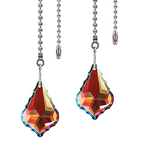 Image of Crystal Prisms Pull Chain Extension Light Fixtures Ceiling with Pull Chain Connectors Pendant Pack of 2