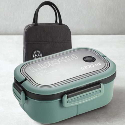 Kit Marmita Lancheira Fitness 1l Hermética com Alça Com Bolsa Térmica - Para Academia/Trabalho/Faculdade (Verde)