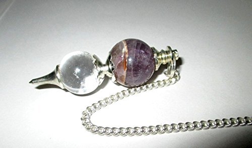Jet Beautiful Amethyst Crystal Quartz Sphere Ball Double Shaped Pendulum Crystal Therapy Top Quality A++