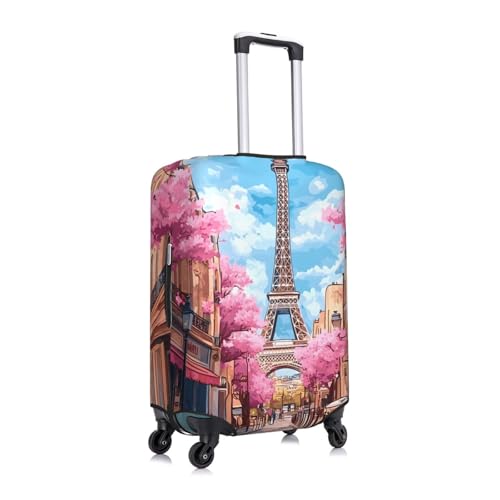 Paris Eiffel Tower Elastic Travel Luggage Cover, Washable Spandex Suitcase Protector, Anti-Scratch Fits 18-32 Inch3