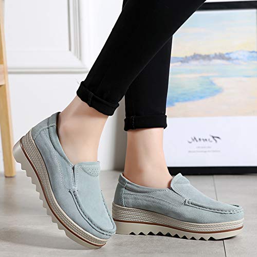 Image of YING LAN Women Slip On Loafers Comfort Suede Moccasins Wide Low Top Shoes