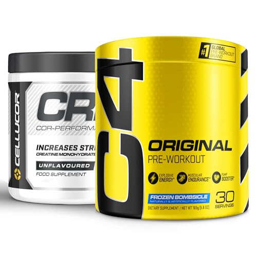 Cellucor Pre Workout & Creatine Bundle, C4 Original Pre Workout Powder, Frozen Bombsicle, 30 Servings + Cor Performance Creatine Powder, 72 Servings - image 1