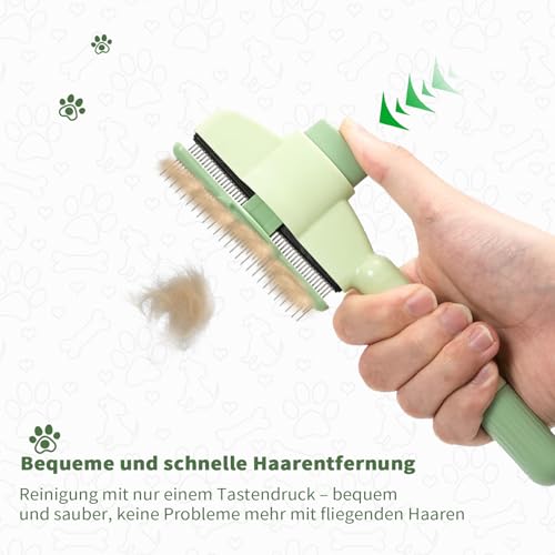 Flohkamm für Katzen & Hunde (2 Stück) – Selbstreinigender Zeckenkamm, Haarentfernungsbürste für Fellpflege, Tierflohkamm mit ergonomischem Griff