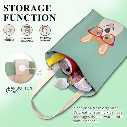 Image of Cute Car Trash Can, Organizer & Storage Bag, Holds 5L, Red Corgi Dog