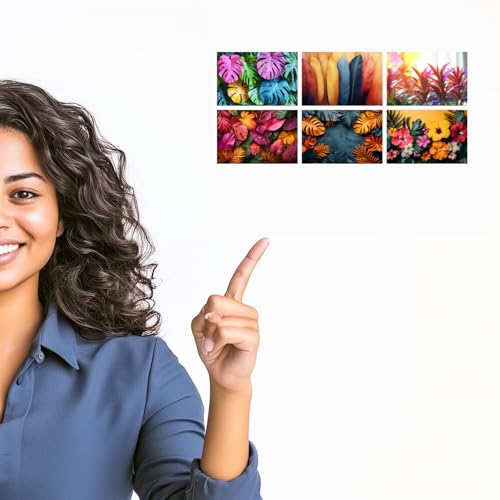 Image of SiddArtify Tropical Botanical Wall Art Prints Set - Colorful Plant Poster Decor for Living Room Bedroom Office - Set of 2-4x6 Inch - Board (Pack of 6) - Sticker (Pack of 6)