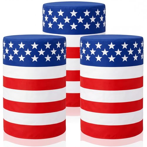 Breling 3 Pack 55 Gallon Equestrian Barrel Covers The Flag Design for 4th of July Barrel Racing 210d Oxford Fabric Rodeo Equipment or Horse Practice & Flag Day Events