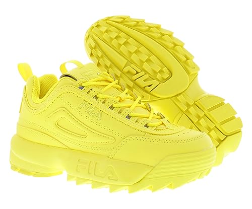 Fila Kid's Vulc 13 2D Hi-Top Sneaker, White/Pink Glo/Safety Yellow - 62