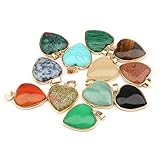 LHJ 5 Pcs natural stone pendants heart shape polished crystal agate stone random pendants for jewelry making necklace bracelet