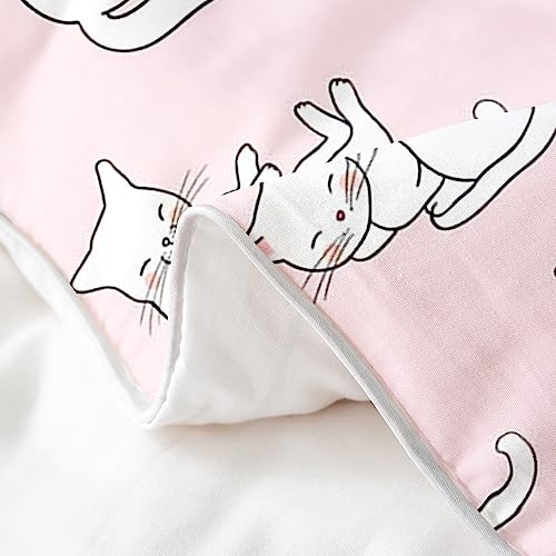 Parure de lit chat 100 % coton de qualité supérieure rose