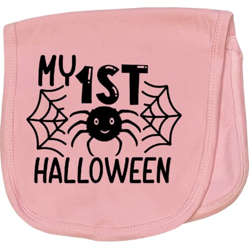 inktastic My 1st Halloween Spider Web Baby Burp Cloth Pink 46bee