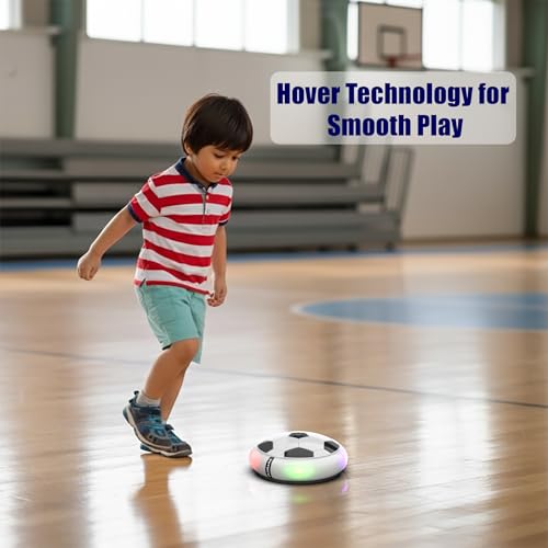 Image of Mirana Air Football Smart Toy for Kids | 3-Mode USB Type-C Rechargeable Hover Ball | Indoor Electric Hoverball with LED Lights | Birthday Gift for Boys & Girls 2 3 4 5 6 7 8 9 10 Years (White)