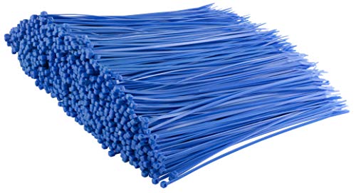 GTSE 8” Blue Zip Ties, 1,000 Bulk Pack, 50lb Strength, UV Resistant Strong Nylon Cable Ties, Self-Locking 8 Inch Tie Wraps