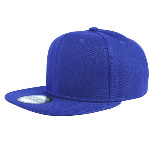 Gelante Snapback Hats for Men - Flat Bill Brim Baseball Cap Hat - Plain Blank Adjustable 1500-1PC Royal
