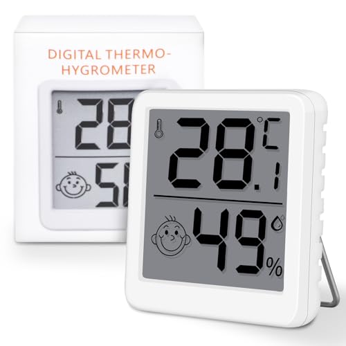 Thermometer Hygrometer Innen,LCD Zimmerthermometer Luftfeuchtigkeitsmesser Digital Innen Mit Smiley-Indikator Für Babyzimmer Wohnzimmer Büro...