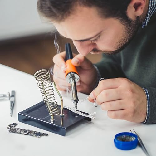WUWEOT Helping Hands Soldering Station, PCB Holder with Soldering Iron Stand, 3X Magnifying Glass, Flexible Arms, Metal Base and Storage Tray for Electronic Repair, Hobby Work, Jewelry, Crafts - Thumbnail 6