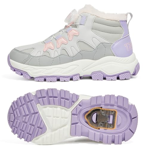 Kids Winter Snow Boots Boys Girls Wide Toe Box Warm Athletic Hiking Shoes Fur Lined Outdoor Ankle Walking Boots2