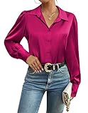 Zeagoo Pink Shirts for Women Long Sleeve Silk Button Down Blouse Business Work Tunic Tops