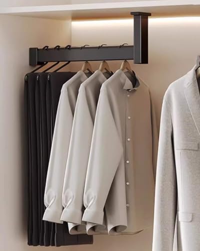 L-Shaped Closet Rod Set with End Supports, Under Cabinet Clothes Hanger Bar for Home Office & Cloakroom, Durable Metal Wardrobe Pole for Efficient Space Saving