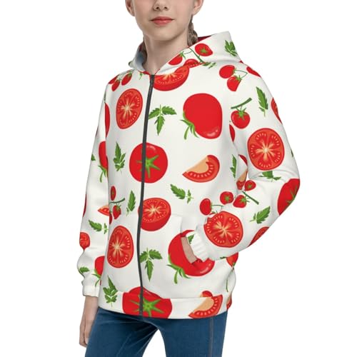 Fresh Red Tomato Kid Hoodies Boys Zip Up Sweatshirts Girls Pullover with Pocket