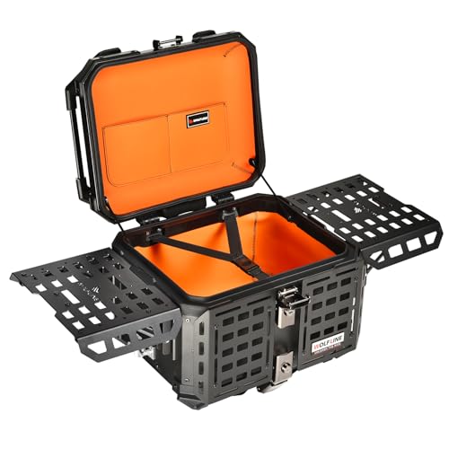 WOLFLINEMOTO Motorcycle Top Case Universal Aluminum Motorbike Tail Box with...