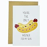 Funny Birthday Card for Boyfriend - YOU`RE THE ONLY WIENER FOR MY BUN - Anniversary Card for Husband - Gift for Men Him